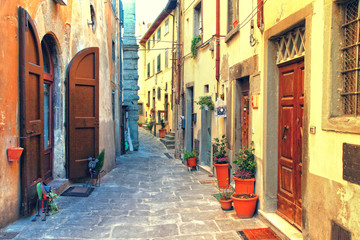 Fototapeta na wymiar Traditional Italy - old narrow streets of medieval town Siena in Tuscany