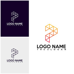 Initial PF logo vector, P logo template, Colorful logo