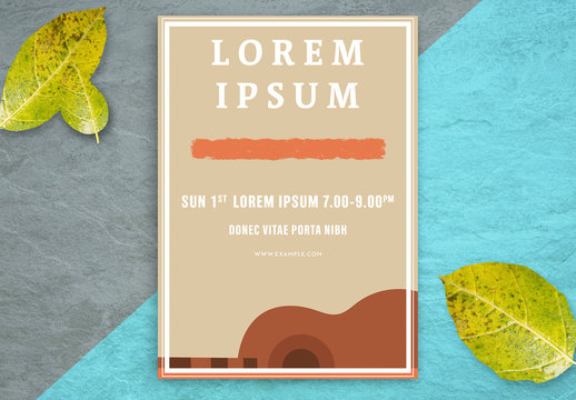 Flyer Layout with Guitar Illustration