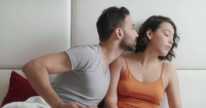 Relationship Problems With Angry Woman In Bed With Man