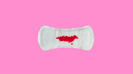 sanitary towel on pink background