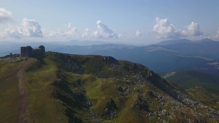Amazing view old observatory on mount Pop Ivan of the Carpathian drone footage