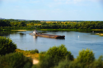 barge floating on the river