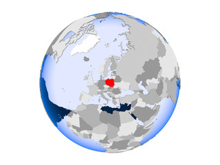 Poland on globe isolated