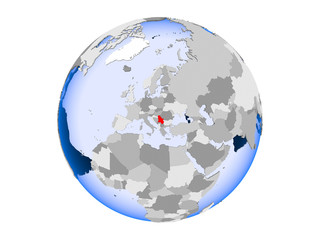 Serbia on globe isolated