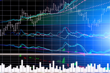 business financial concept with stock market graph chart indicator screen monitor