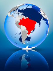 Brazil on globe