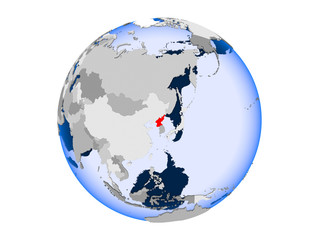 Naklejka premium North Korea on globe isolated