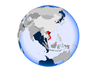 Vietnam on globe isolated