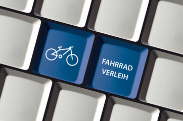 Fahrradverleih auf Tastatur