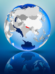 Nepal on globe