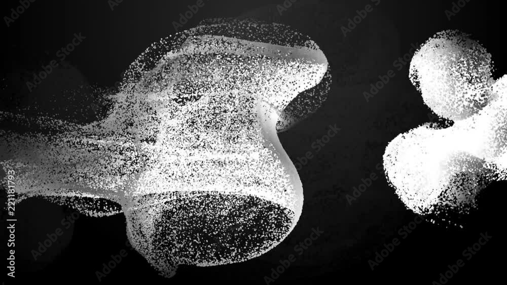 Poster 3d render animation of complex particles simulation. loopable sequence with flowing particles.