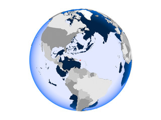 Puerto Rico on globe isolated