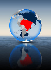 Fototapeta premium Brazil on globe in water