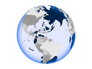 Naklejka premium Caribbean on globe isolated
