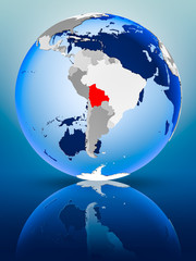 Bolivia on globe