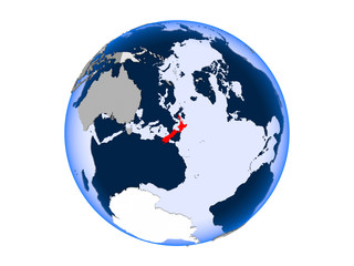 New Zealand on globe isolated