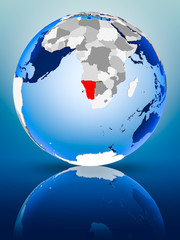 Namibia on globe