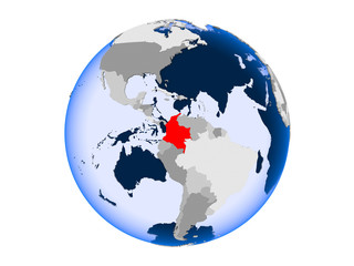Colombia on globe isolated