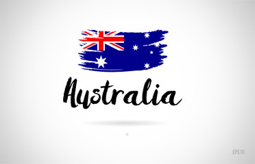 Obraz na płótnie Canvas australia country flag concept with grunge design icon logo