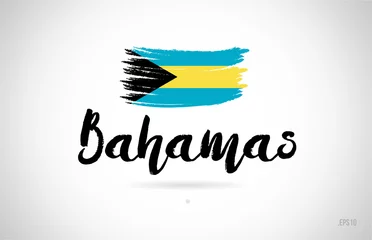 Foto op Plexiglas bahamas country flag concept with grunge design icon logo © dragomirescu