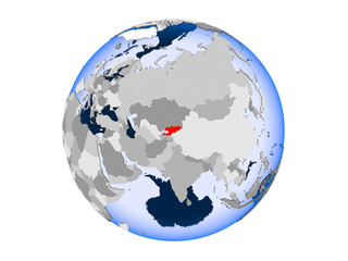 Kyrgyzstan on globe isolated
