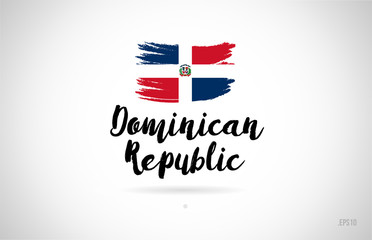 dominican republic country flag concept with grunge design - obrazy, fototapety, plakaty