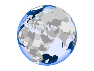 Kuwait on globe isolated