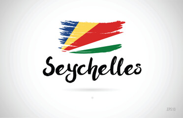 seychelles country flag concept with grunge design icon logo - obrazy, fototapety, plakaty