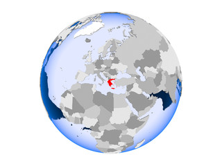 Greece on globe isolated