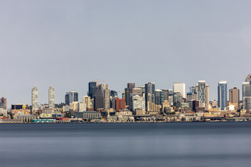 Long exposure of Seattle skyline during day