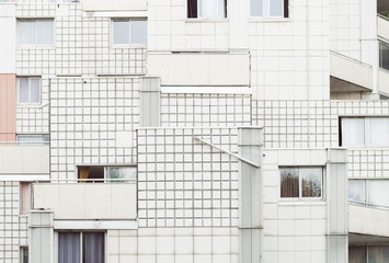 Residential tower with geommetric shapes from French architecture.