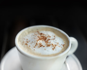 Coffee latte on black background