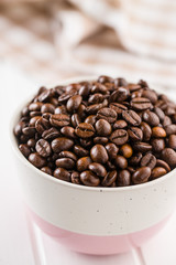 Roasted coffee beans.