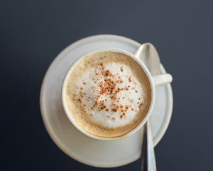 Coffee latte on black background
