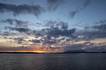 Fototapeta na wymiar Sunset over the island of Vega in Northern Norway 