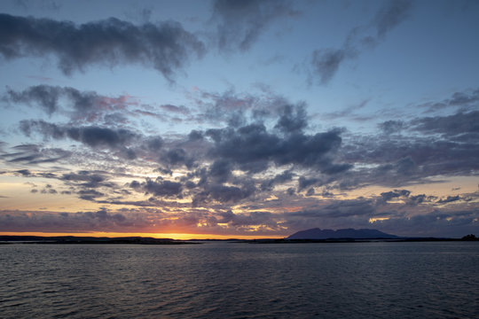 Sunset over the island of Vega in Northern Norway	