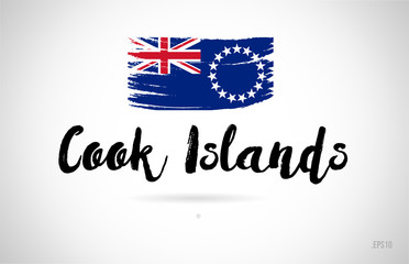 cook islands country flag concept with grunge design icon logo