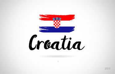croatia country flag concept with grunge design icon logo