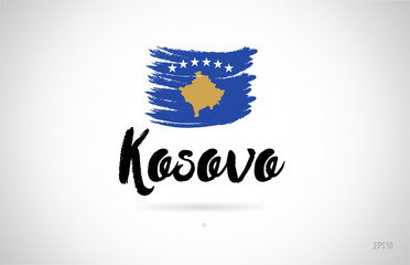 Obraz na płótnie Canvas kosovo country flag concept with grunge design icon logo