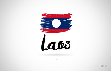 laos country flag concept with grunge design icon logo