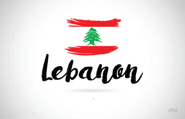 lebanon country flag concept with grunge design icon logo