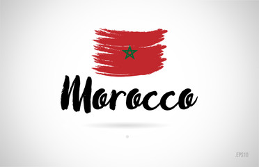 morocco country flag concept with grunge design icon logo