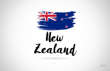new zealand country flag concept with grunge design icon logo