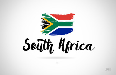 south africa country flag concept with grunge design icon logo