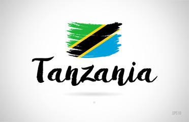 tanzania country flag concept with grunge design icon logo - obrazy, fototapety, plakaty
