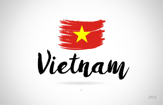 vietnam country flag concept with grunge design icon logo