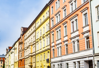 Fototapeta na wymiar Colorful buildings in the quarter of Haidhausen in Munich - Germany