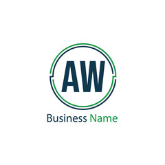 Initial Letter AW Logo Template Design