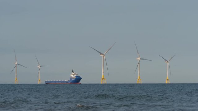 Part of the Aberdeen Wind Farm, an offshore wind farm of 11 turbines located in the North Sea near Aberdeen, Scotland